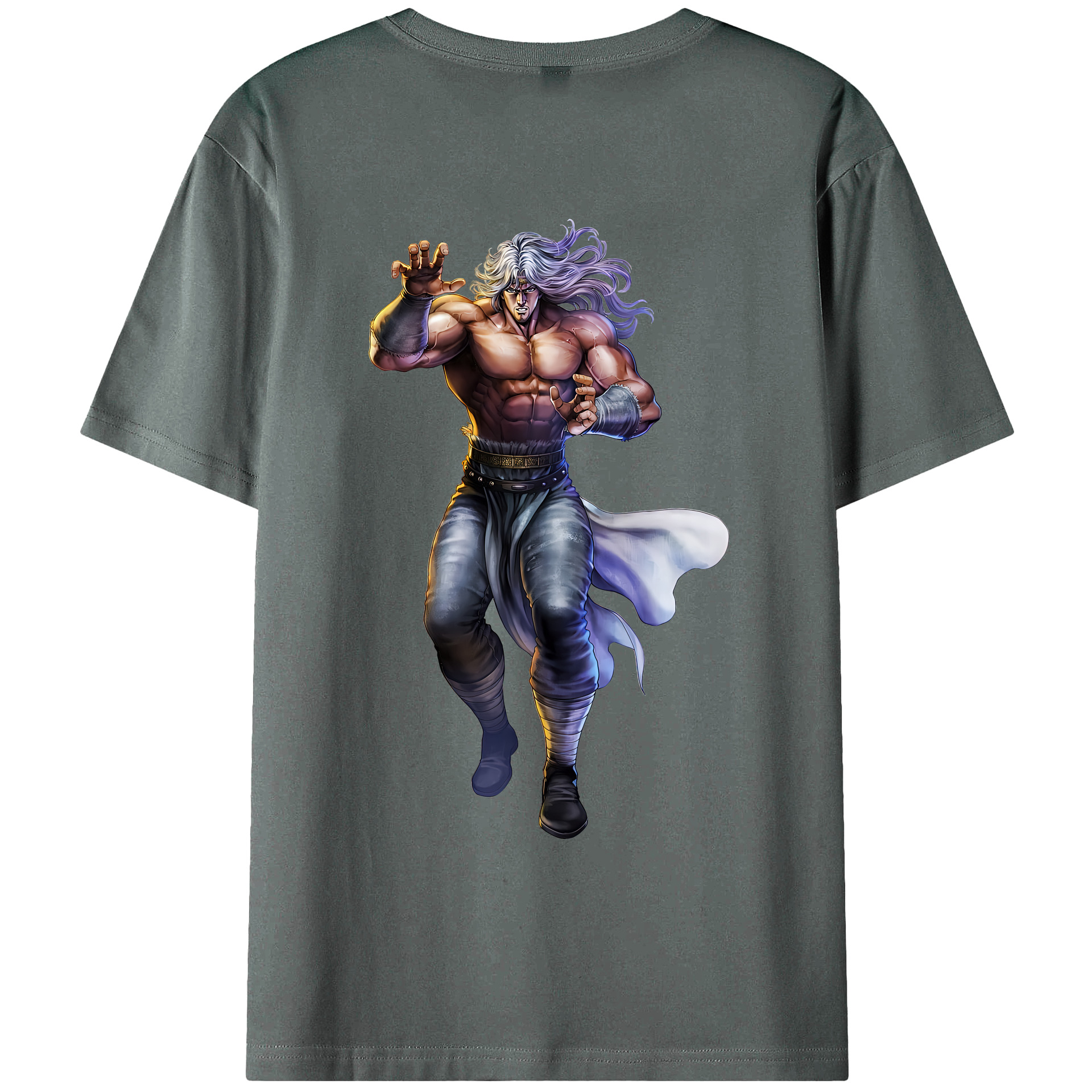 （画像用） 北斗の拳 Fist of the North Star 綿100％ メンズ半袖Tシャツ（バックプリント） 通気性